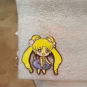 Cute Yellow and Purple Cartoon Character Pin Sailor Moon Usagi In Cat Tube Bows